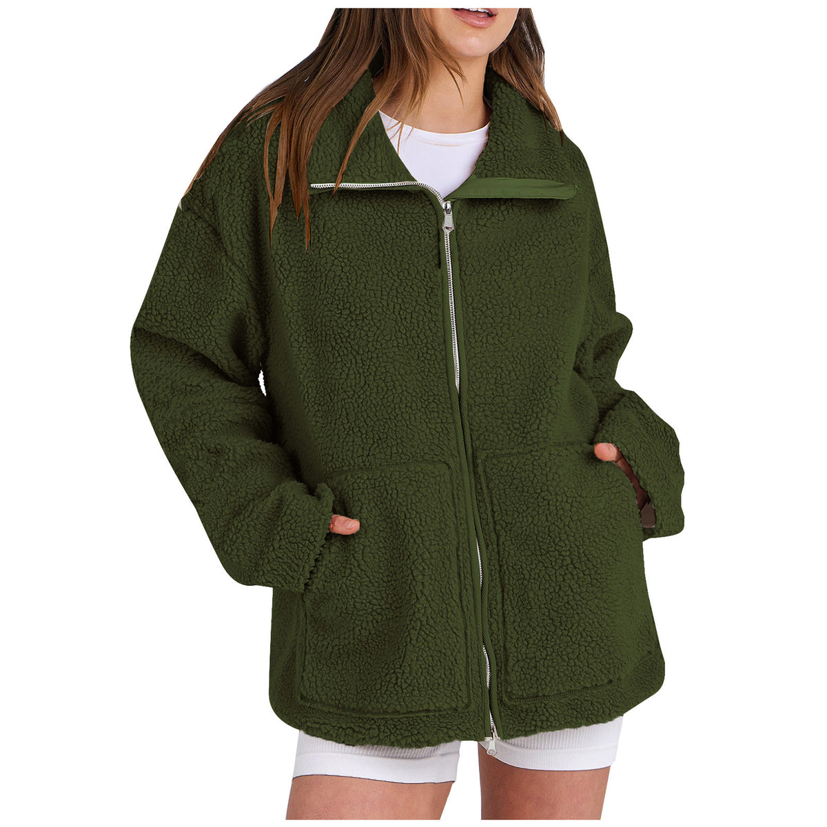 Women'S Solid Color Turtleneck Coat