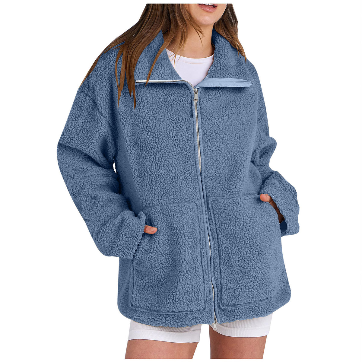 Women'S Solid Color Turtleneck Coat