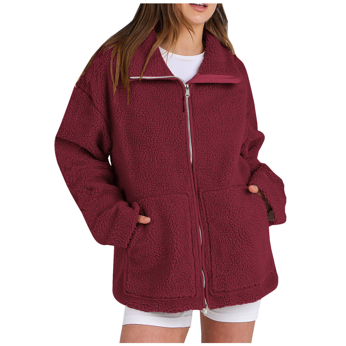 Women'S Solid Color Turtleneck Coat
