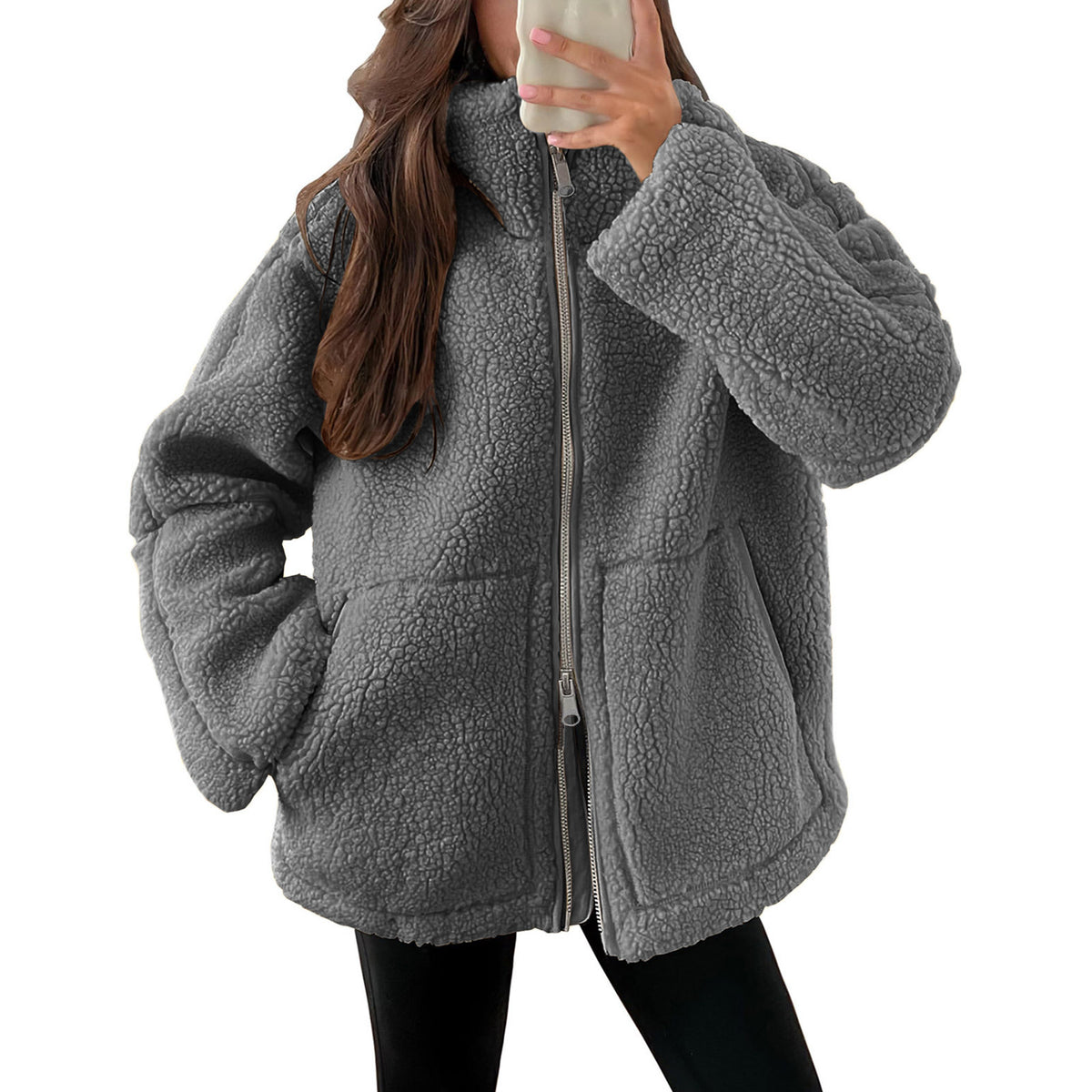 Women'S Solid Color Turtleneck Coat