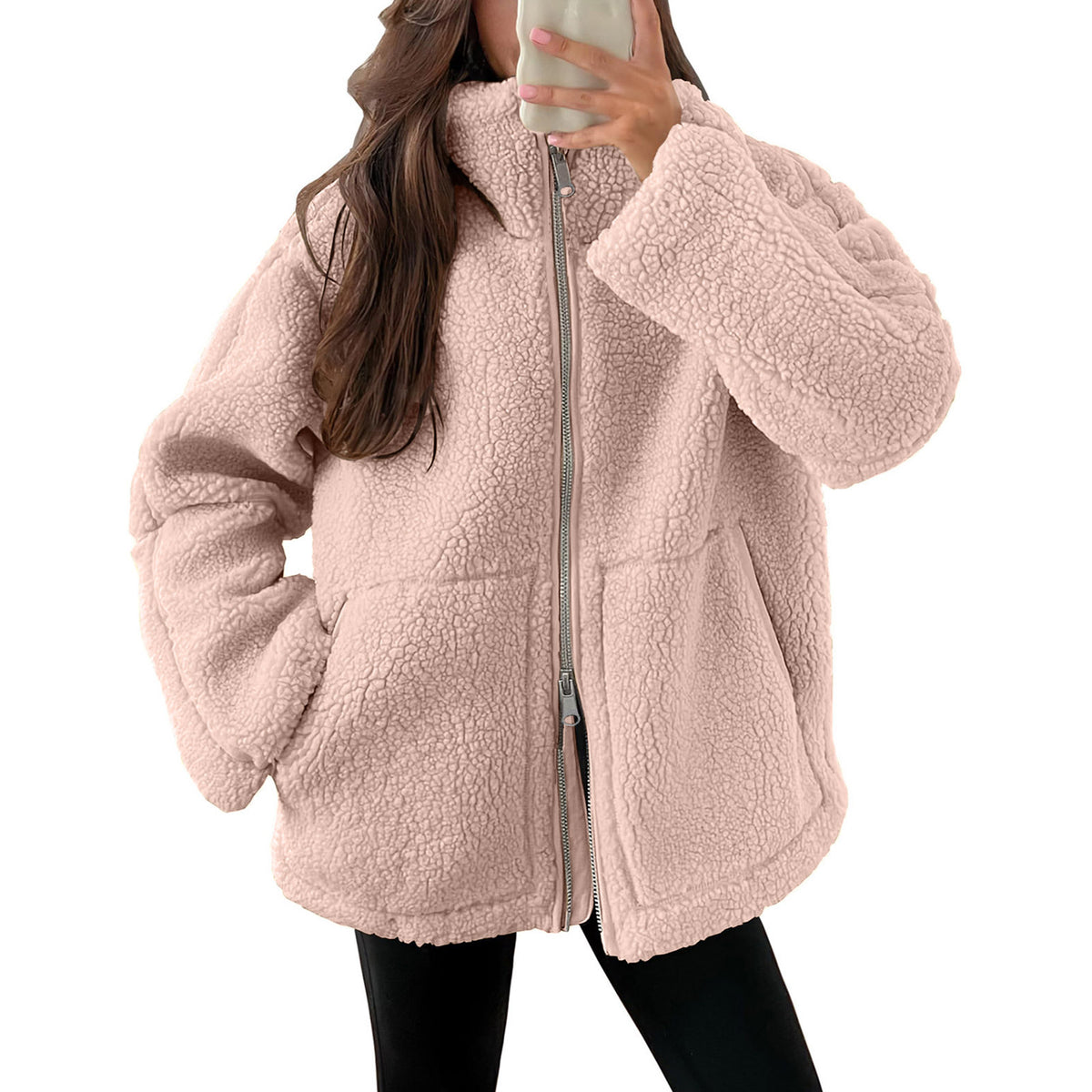 Women'S Solid Color Turtleneck Coat