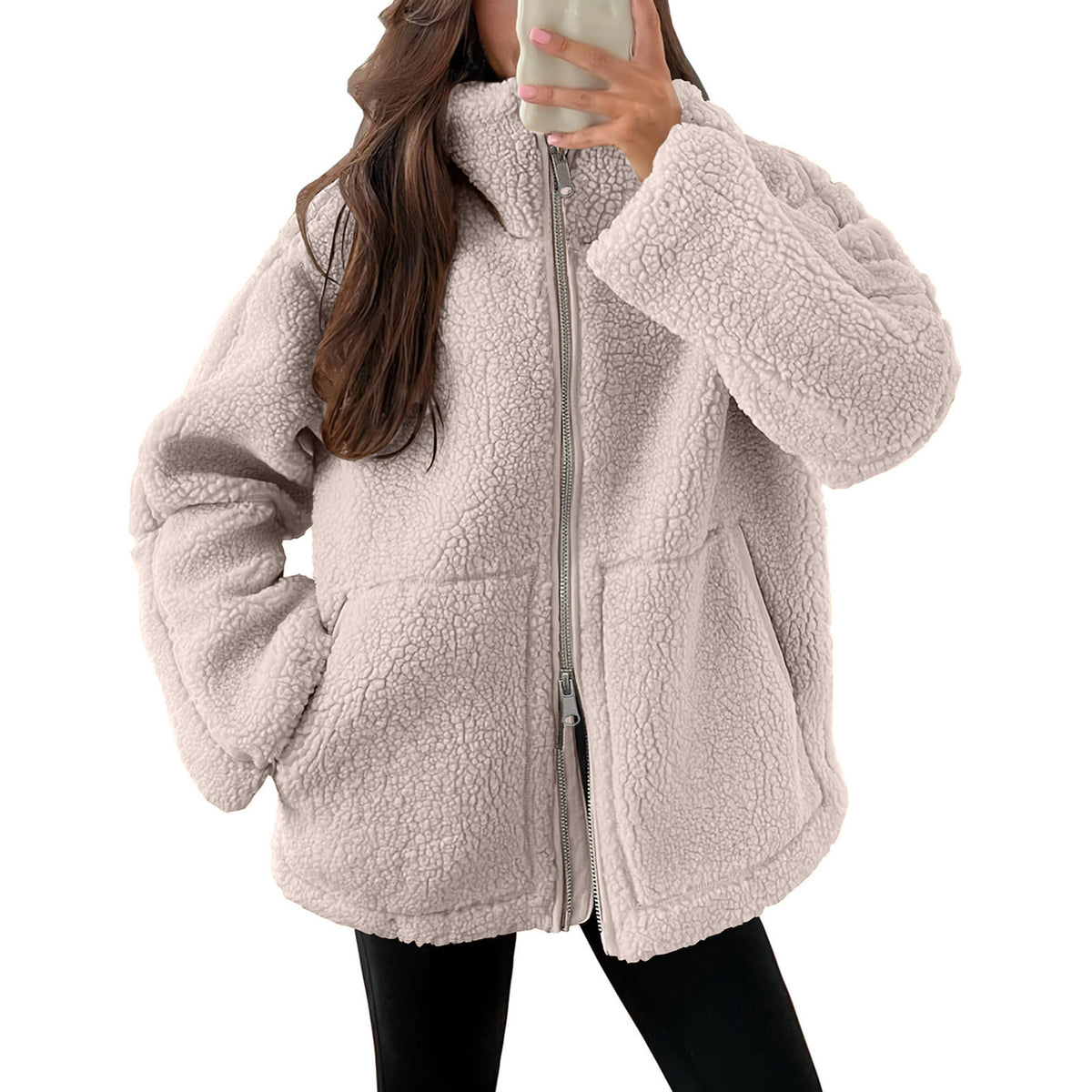 Women'S Solid Color Turtleneck Coat