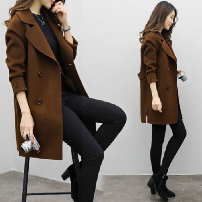 Double-Breasted Woolen Coat